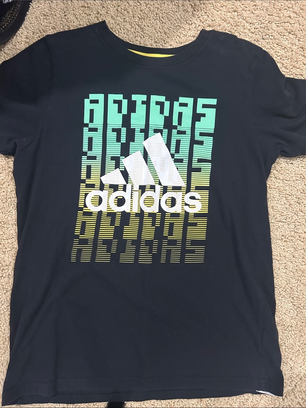 adidas Black Tee with Mint and Yellow Gradient Logo